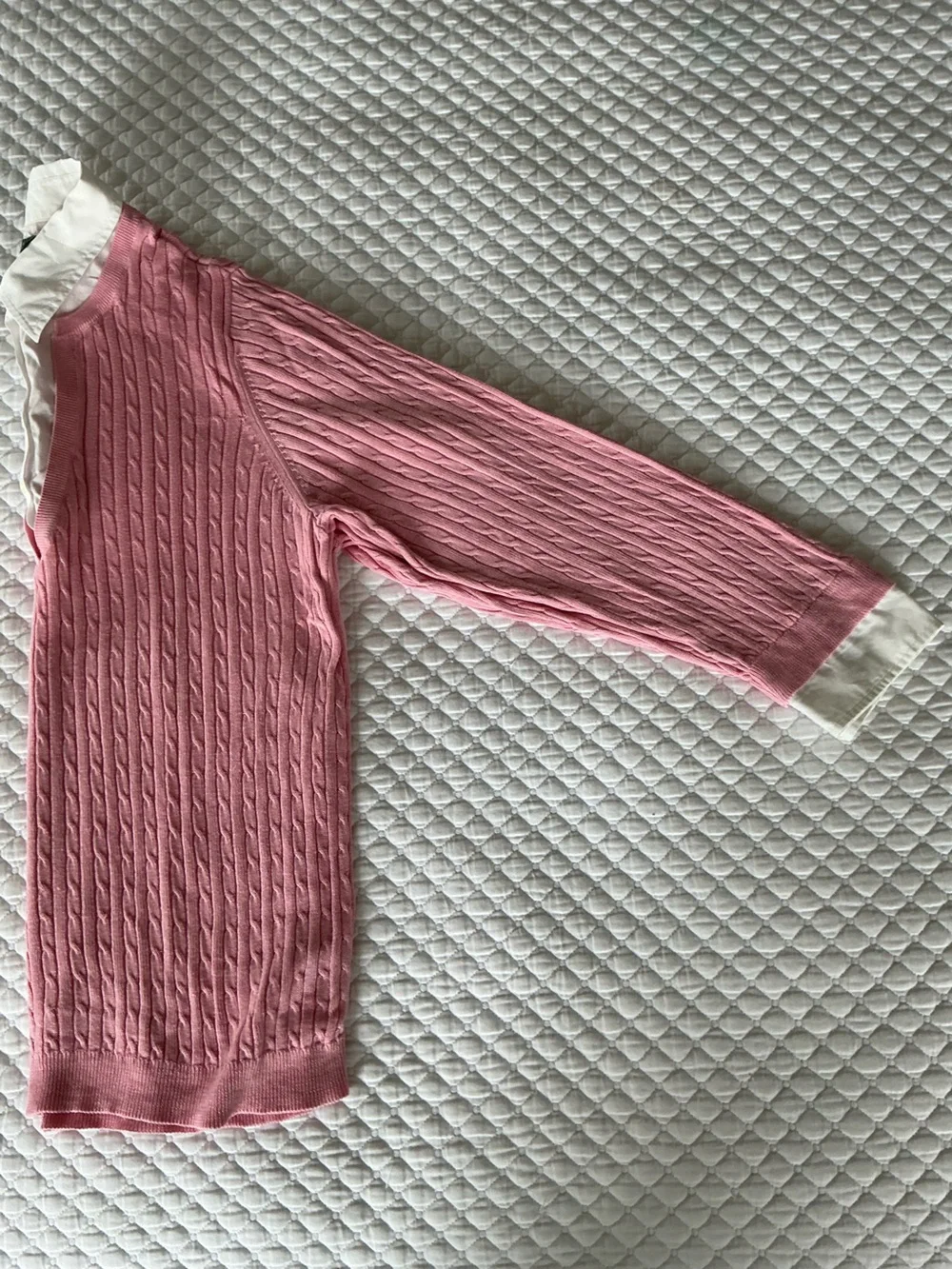 Lauren Ralph Lauren Pink Silk Blend Cable-Knit Sweater with White Collar 2X